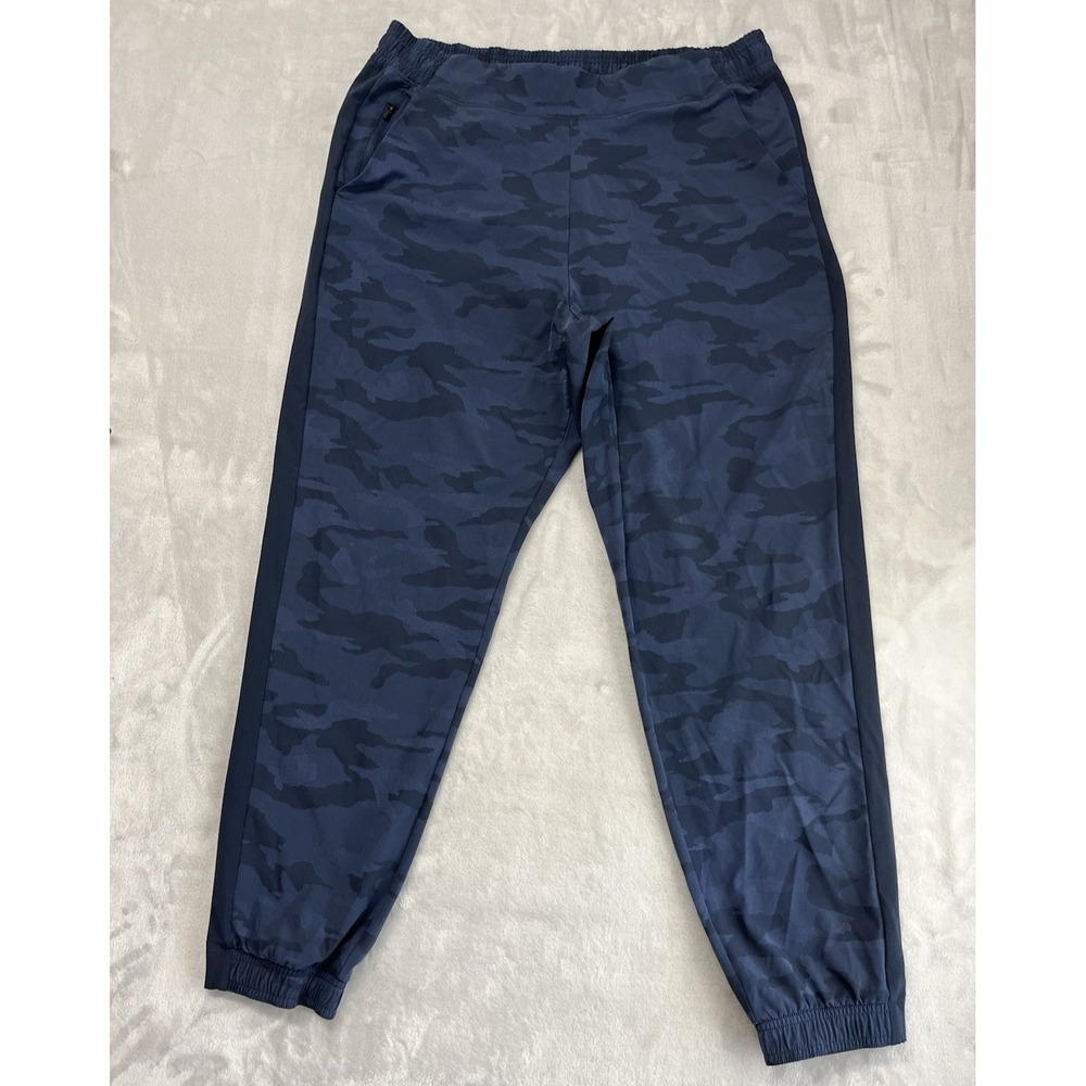 Athleta Brooklyn Jogger Women 16 Navy Camo Textured Stretch Athleisure Excellent